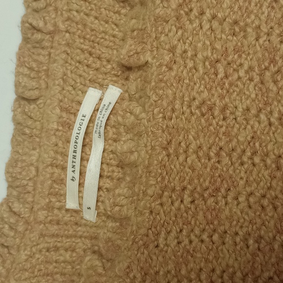 ANTHROPOLOGY TAN VEST SWEATER BLOUSE WITH SHEER RUFFLE  BALOON LAYERED SLEEVES🌼 - Picture 11 of 13